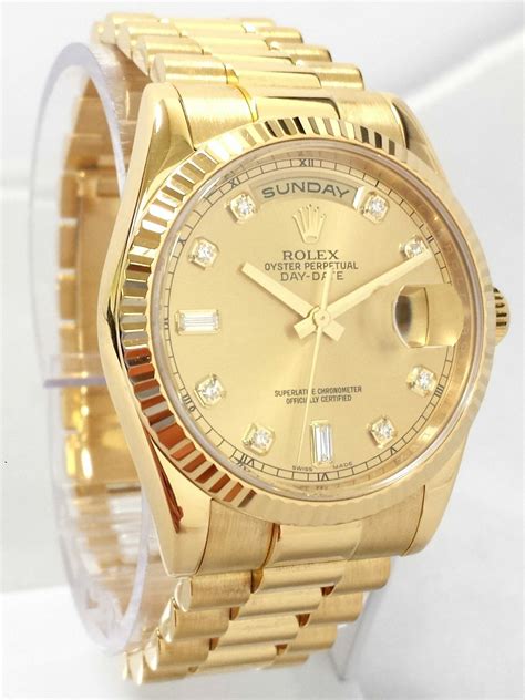 mens rolex 18k gold day date president watch w diamonds|rolex 118238 day date.